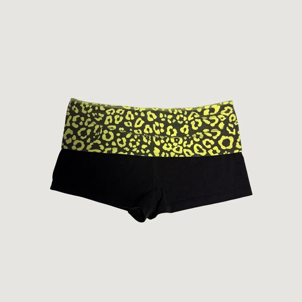 Y2K No Boundaries Scene Neon Leopard Print Fold Over Waistband Booty Shorts #16